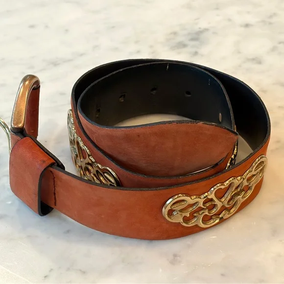 Jil Sander Suede Belt, ornate gold embellishments, suede/gold buckle, S, 26-30 - Picture 5 of 16